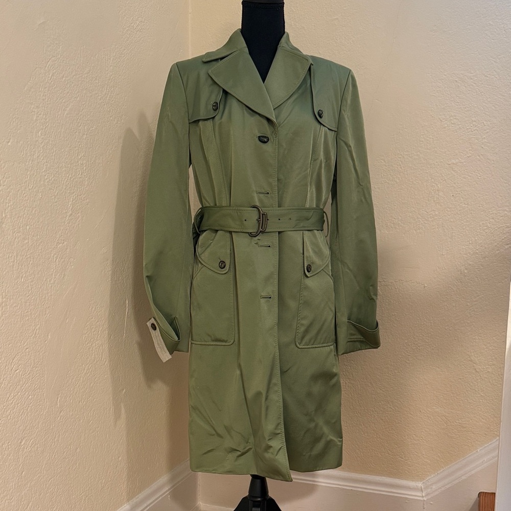 Cole Haan Olive Belted Trench Coat